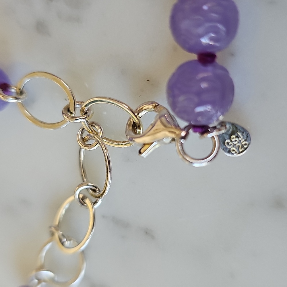 🪻HP🪻Lavender Jade Hand-Knotted Necklace 925 Chain - Picture 14 of 14